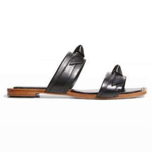 Alexandre Birman Clarita Leather Knot Two Band Flat Sandals Black 40 9 EUC